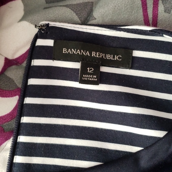 Banana Republic Navy & White Striped Dress sz 12 - Picture 5 of 5